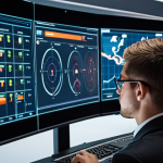 **

"Cybersecurity professional analyzing a real-time data dashboard displaying anomalous traffic patterns, with encryption symbols and access control icons in the background. Emphasize a sense of urgency and vigilance. Dutch setting."

**