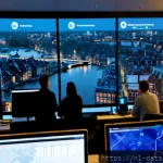 Home 19 실시간 데이터 분석을 위한 도구와 프레임워크 - Photorealistic modern real-time analytics operations center in Amsterdam, diverse Dutch data enginee...