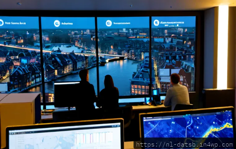 실시간 데이터 분석을 위한 도구와 프레임워크 - Photorealistic modern real-time analytics operations center in Amsterdam, diverse Dutch data enginee...