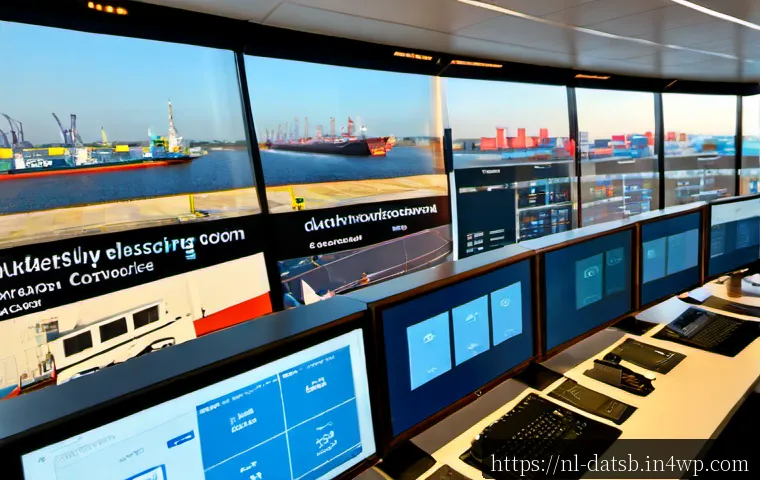 Home 28 실시간 데이터 처리의 사용 사례 분석 - Photorealistic smart logistics control room in the Netherlands, Dutch port operations specialist mon...